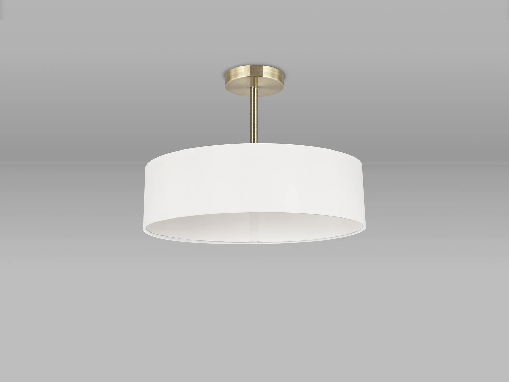 Baymont 45cm Semi Flush 3 Light Antique Brass, White DK0703  Deco Baymont AB WH